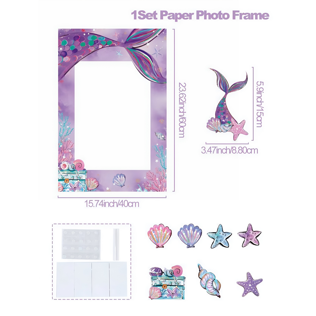 Mermaid Birthday Photo Frame Set - Photo Booth | Asena Boutique Qatar