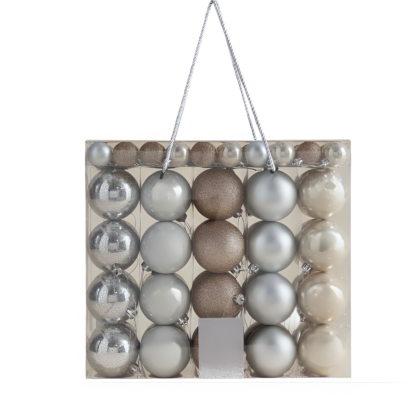 Silver & Champagne Ornament Set