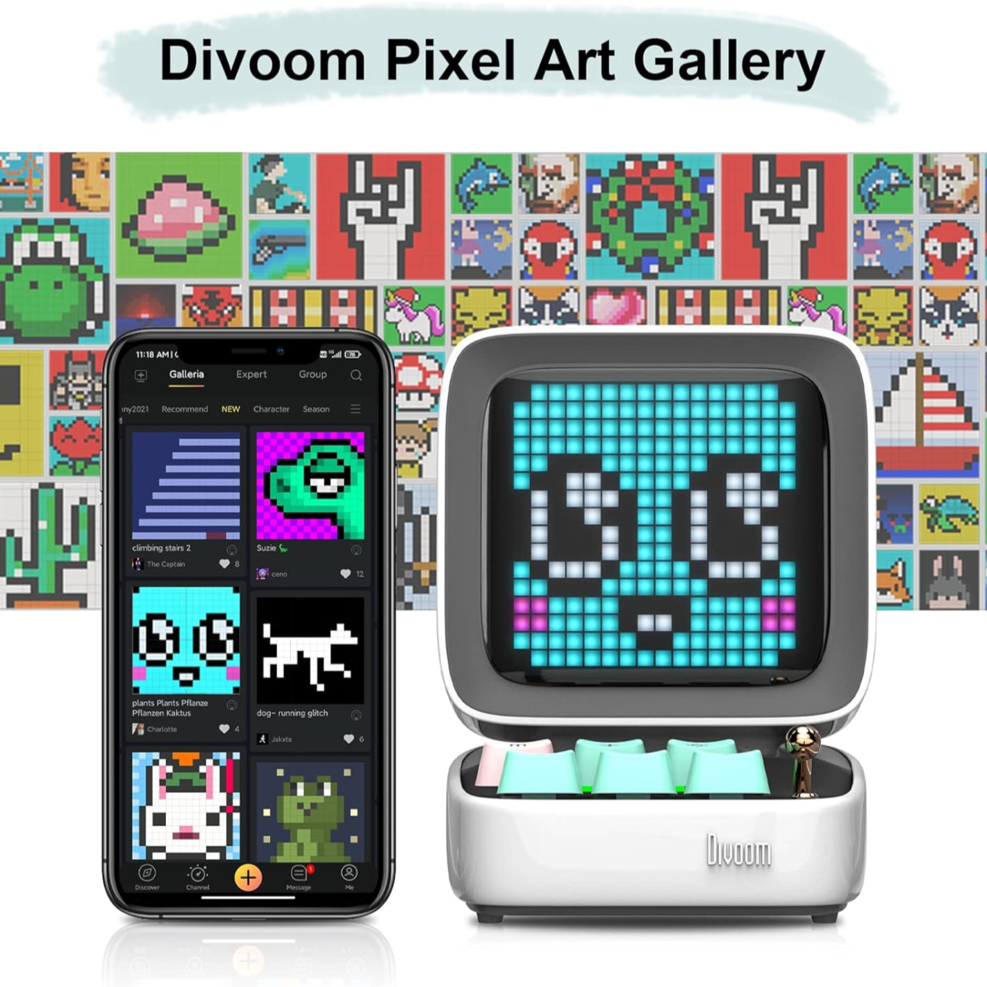 Divoom Ditoo-Pro Retro Pixel Art Bluetooth Speaker - White