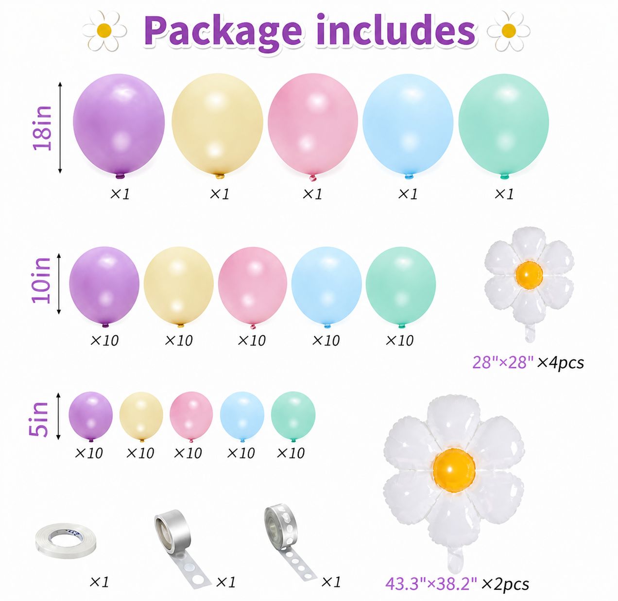 Pastel Daisy Balloon Decoration Set