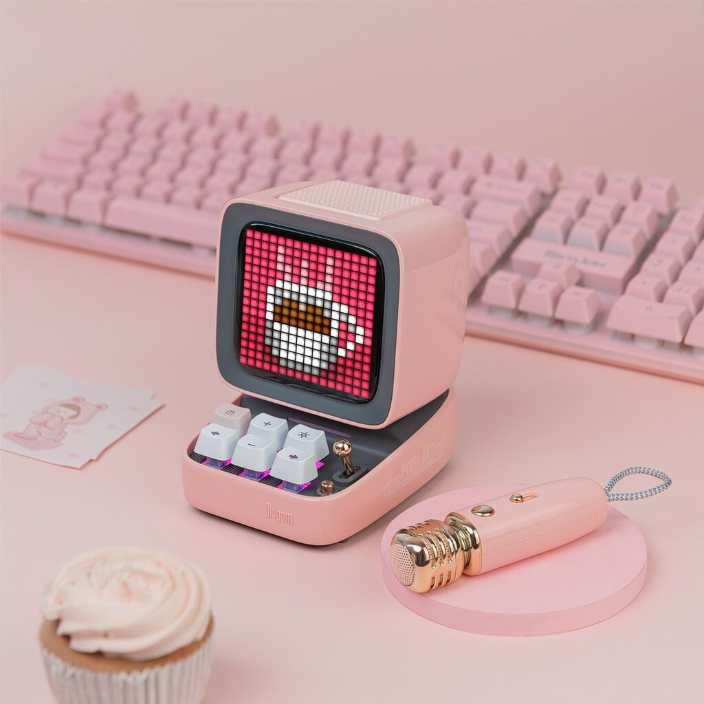 Divoom Ditoo – Mic Mini Karaoke Machine Pixel Art Bluetooth Speaker Pink
