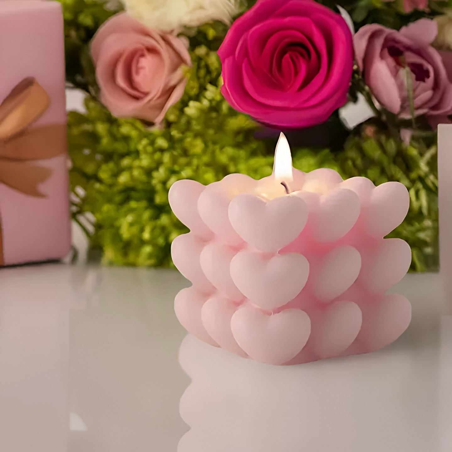 Rose Heart Cube Candle