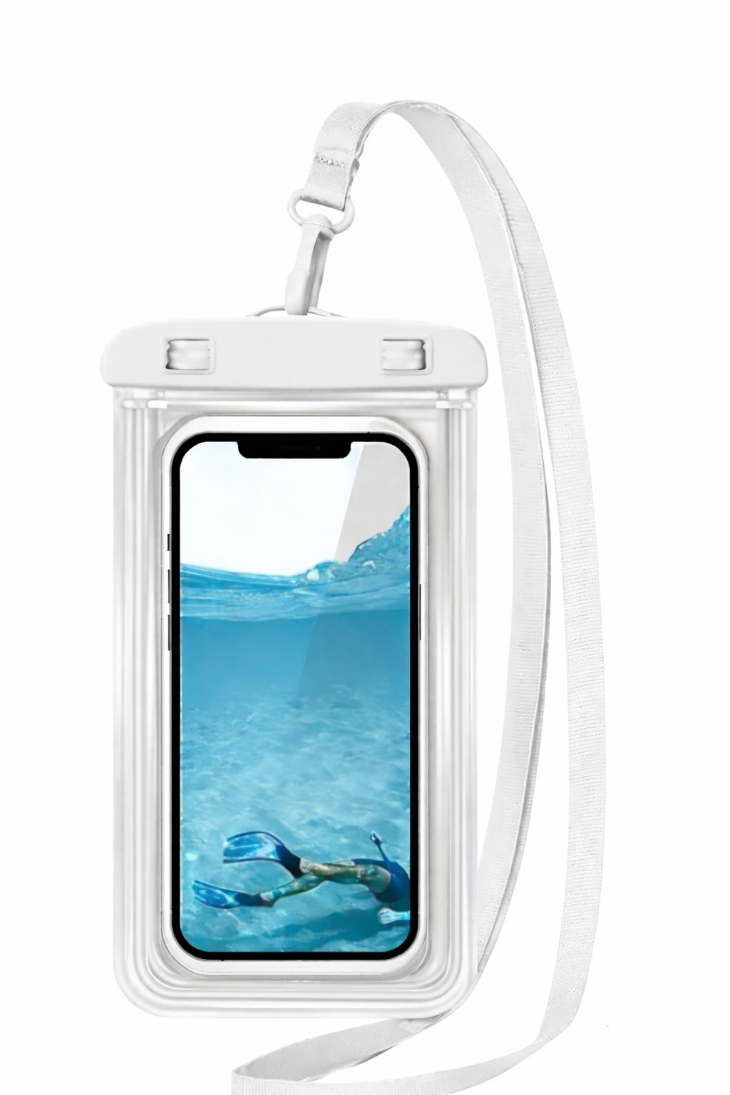 Waterproof Phone Pouch with Strap – White