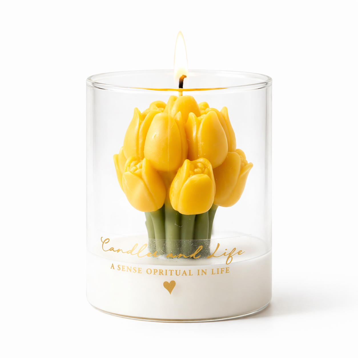 Tulip Bloom Candle (Yellow) - Scented Candle | Asena Boutique Qatar