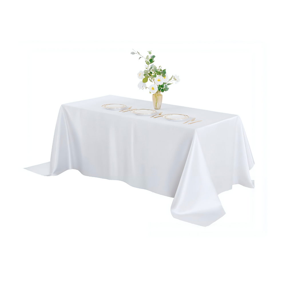 White Satin Tablecloth 148*450cm - Party Tableware | Asena Boutique Qatar