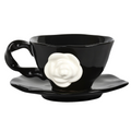 Black Rose Ceramic Cup & Saucer Set