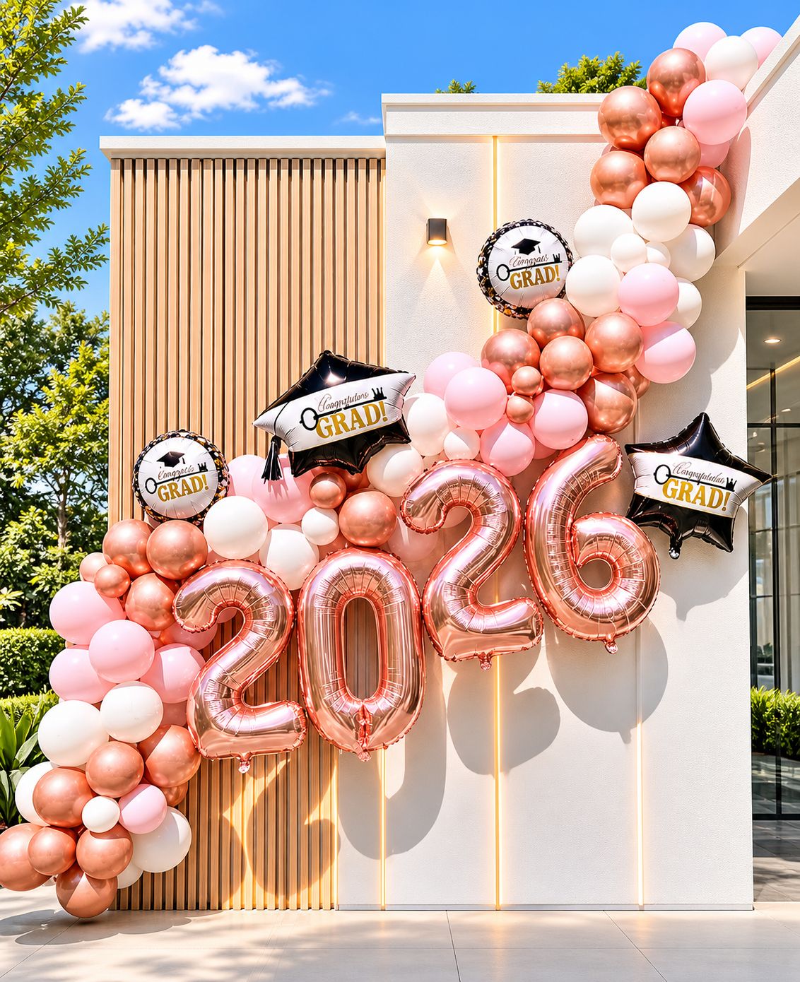 Rose Gold Graduation Balloon Arch Kit 2026 – Congrats Grad Party Decoration Set