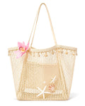 Floral Coastal Mesh Beach Tote Bag - Tote Bag | Asena Boutique Qatar