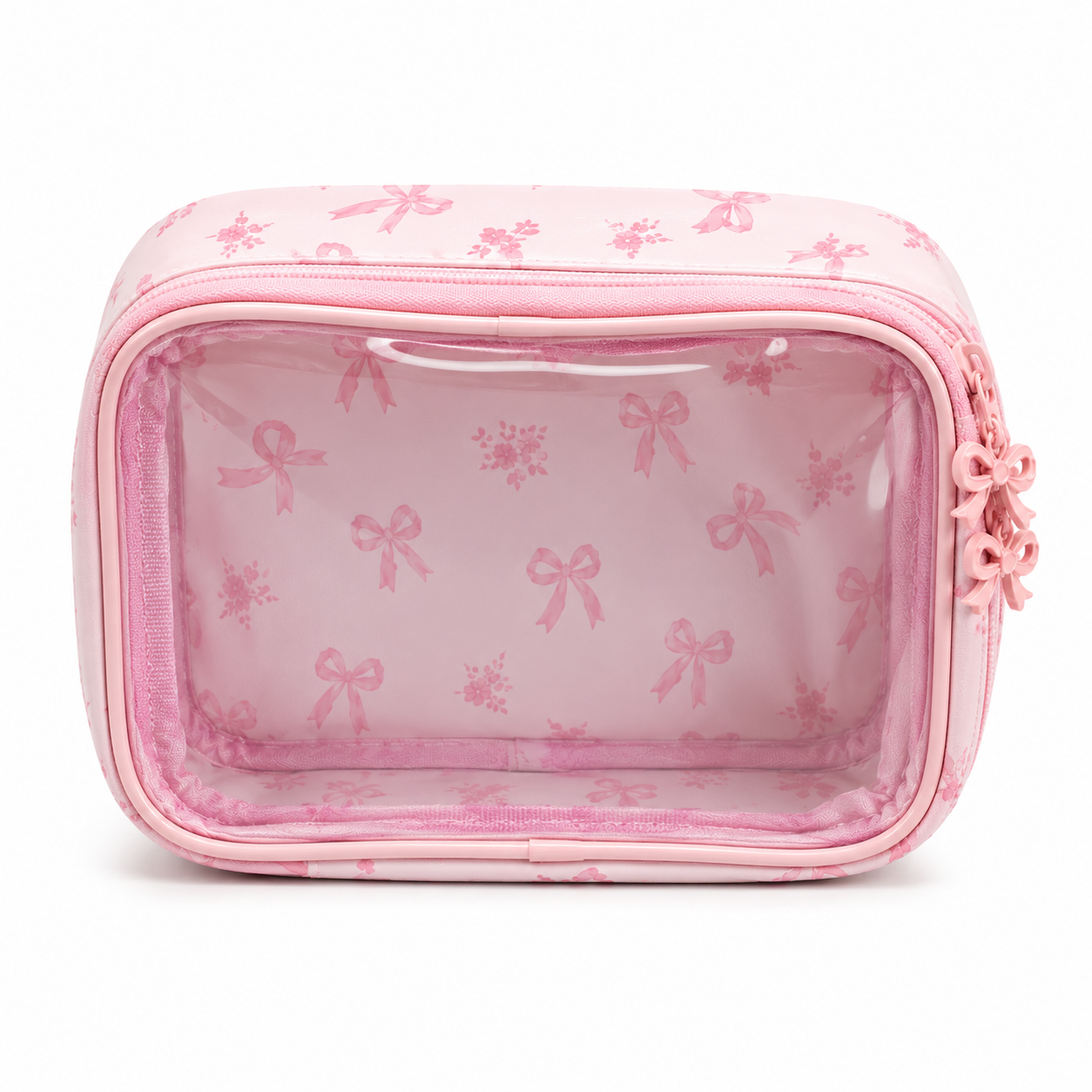 Pink Bow Clear Makeup Bag - School Bag | Asena Boutique Qatar