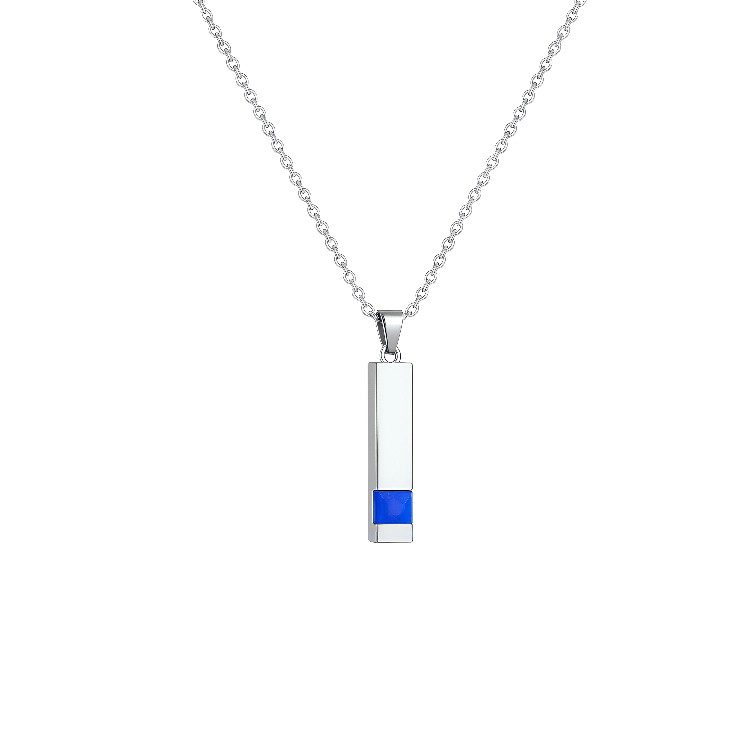 Silver Bar Blue Necklace