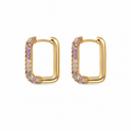 Rectangle Crystal Hoop Earrings - Women's Earrings | Asena Boutique Qatar