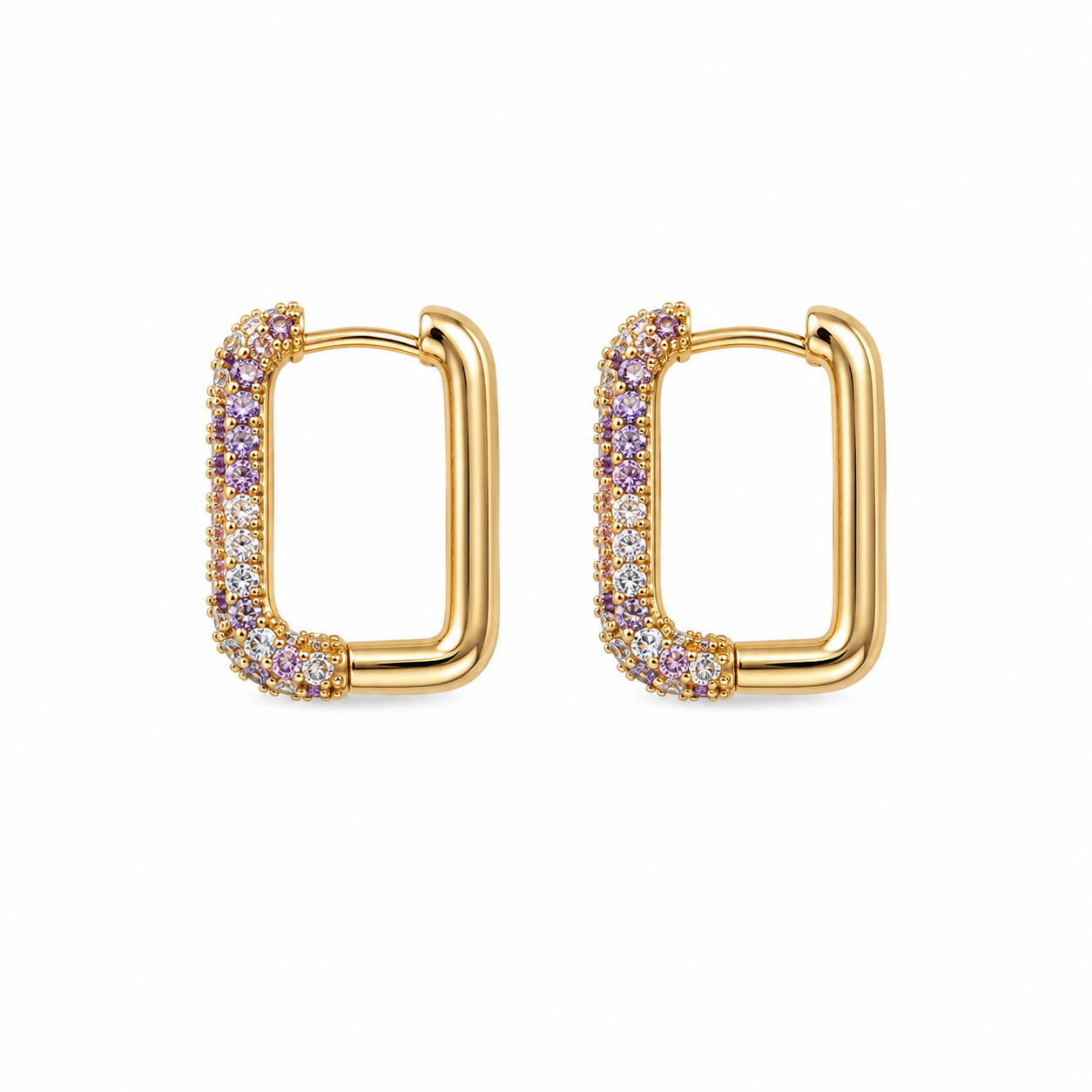 Rectangle Crystal Hoop Earrings - Women's Earrings | Asena Boutique Qatar