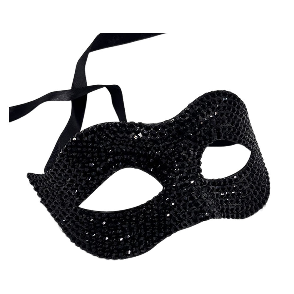 Black Rhinestone Masquerade Mask - Party Costume | Asena Boutique Qatar