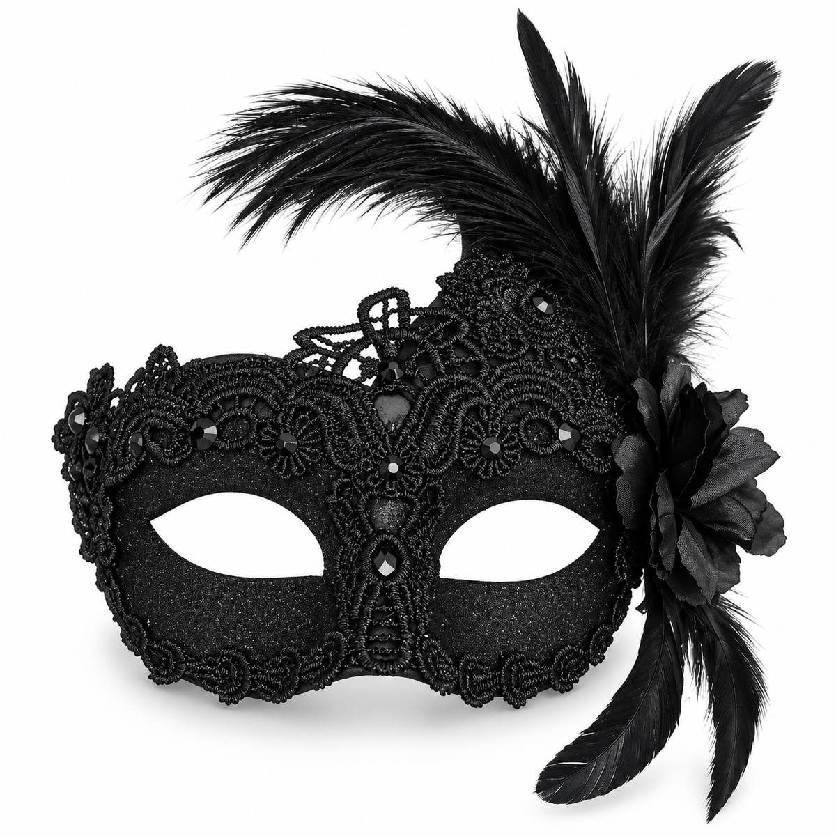 Black Feather Masquerade Mask - Party Costume | Asena Boutique Qatar
