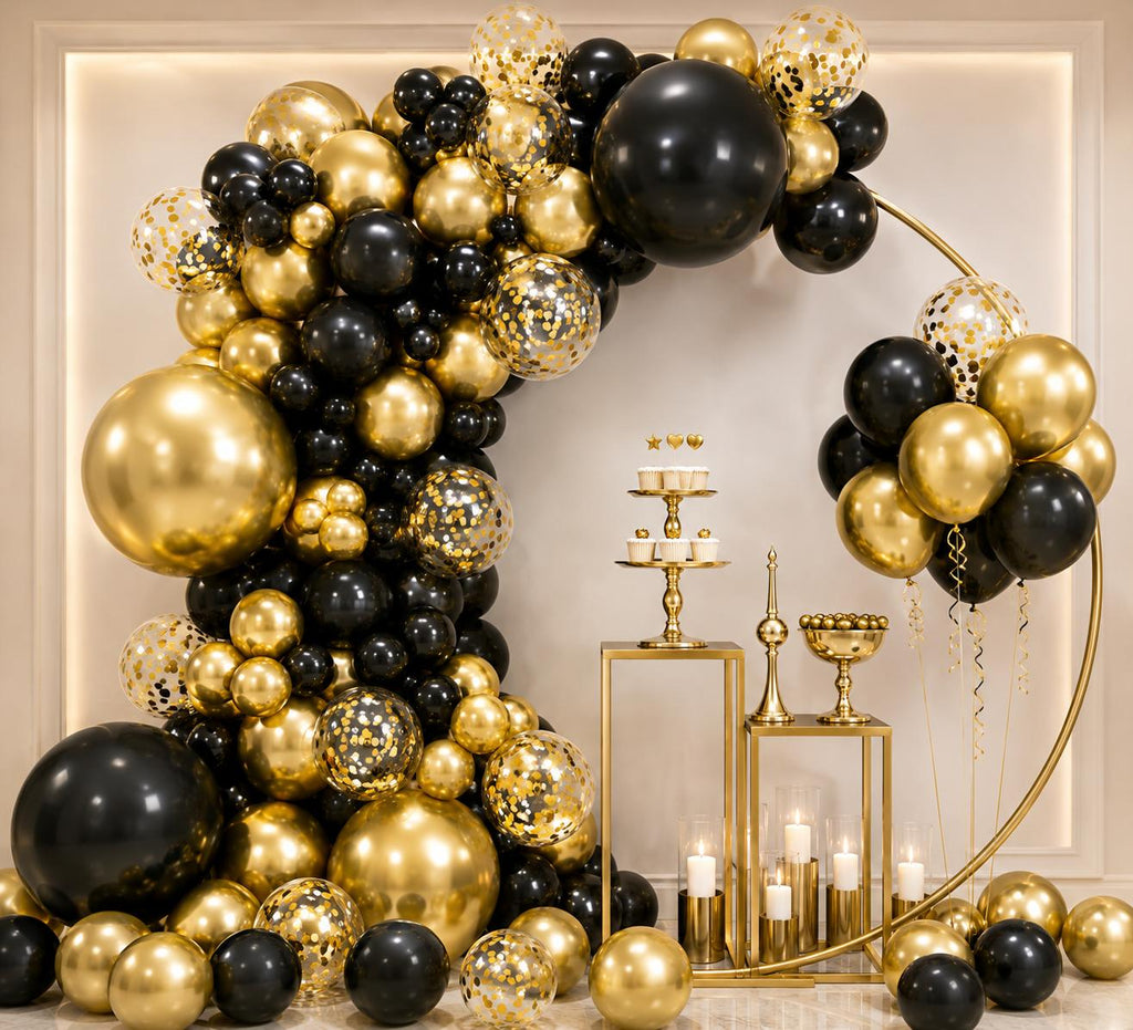 Black & Gold Balloon Garland Arch Kit