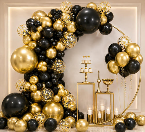 Black & Gold Balloon Garland Arch Kit
