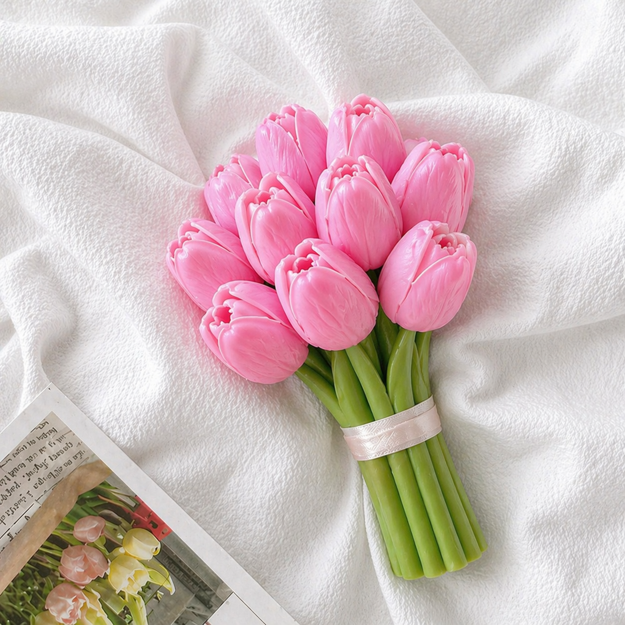 Tulip Bouquet Scented Candle 10cm(Pink)