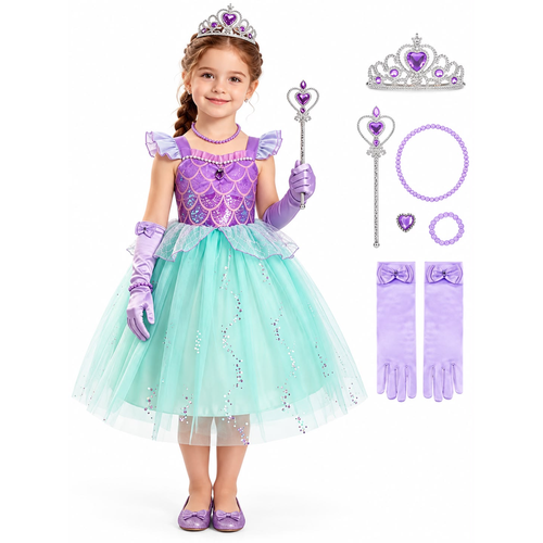 Aqua Princess Dress & Accessories Set - Party Costume | Asena Boutique Qatar
