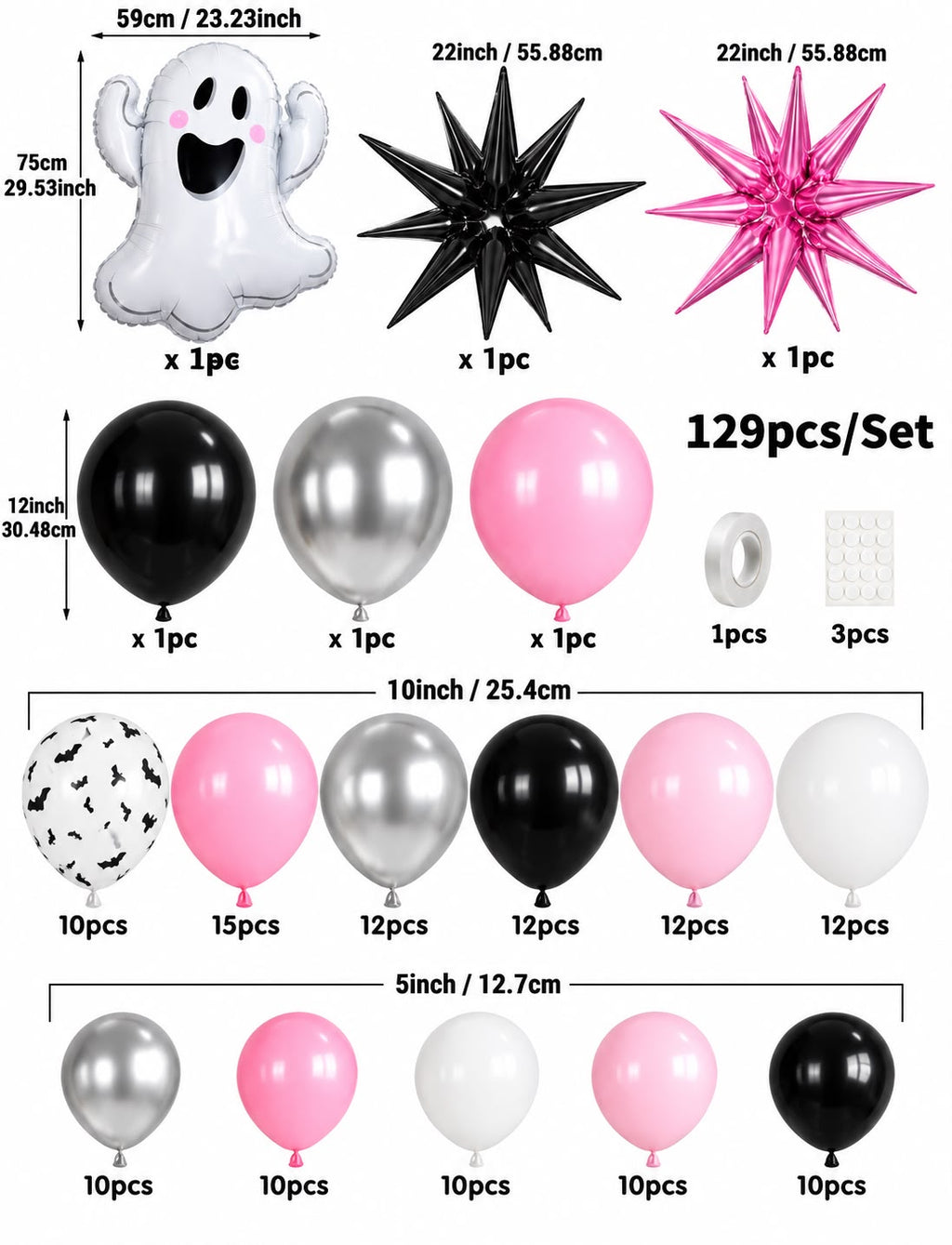 Pink and Black Balloon Decoration Set - Balloon | Asena Boutique Qatar