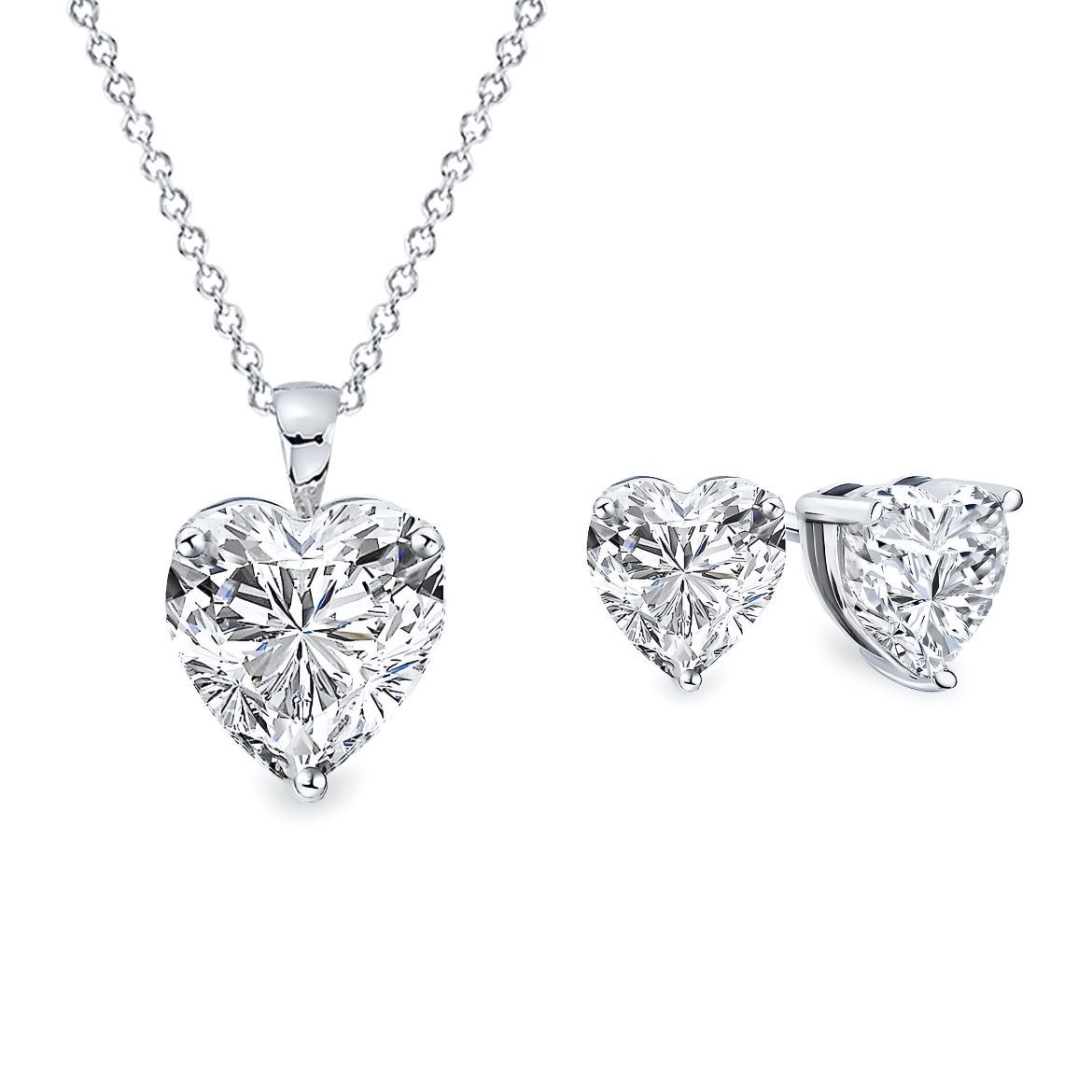 Crystal Heart Duo Jewelry Set (Silver) - Women's Jewelry Set | Asena Boutique Qatar