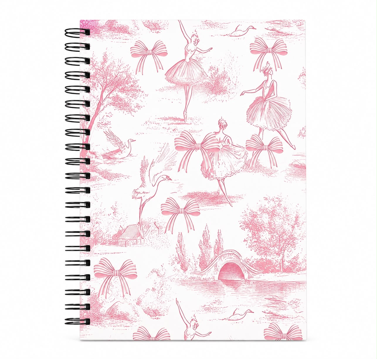 Pink Bow & Ballerina Spiral Notebook - School Stationery | Asena Boutique Qatar